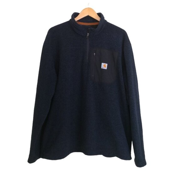 Carhartt Men's 1/4 Zip Fleece Jacket Blue Tweed Size XL - Picture 1 of 4